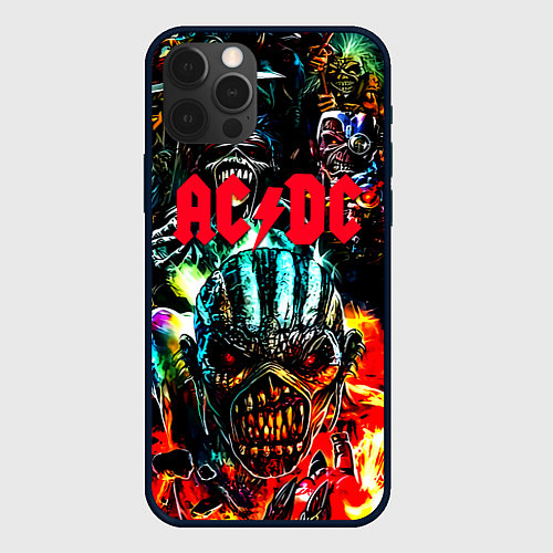 Чехол iPhone 12 Pro Max ACDC рок монстры / 3D-Черный – фото 1