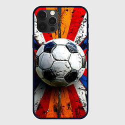 Чехол для iPhone 12 Pro Max Футбольный мяч в ярких линиях, цвет: 3D-черный