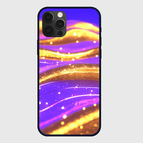 Чехол iPhone 12 Pro Max Блестящая волнистая текстура / 3D-Черный – фото 1