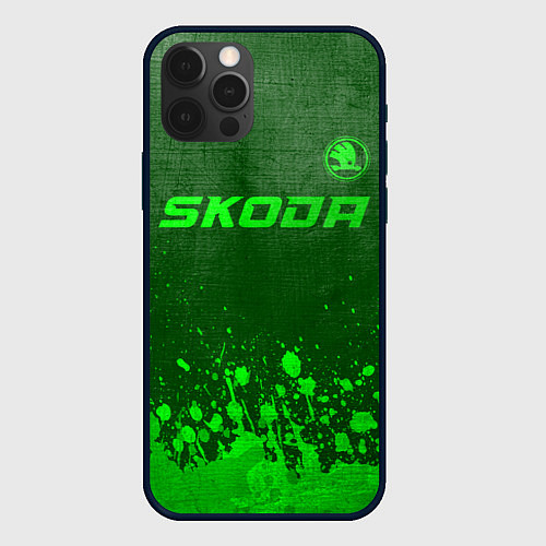 Чехол iPhone 12 Pro Max Skoda - green gradient посередине / 3D-Черный – фото 1