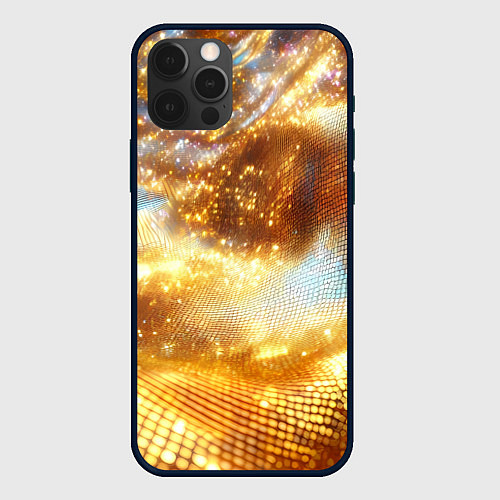 Чехол iPhone 12 Pro Max Блестящая золотая текстура / 3D-Черный – фото 1