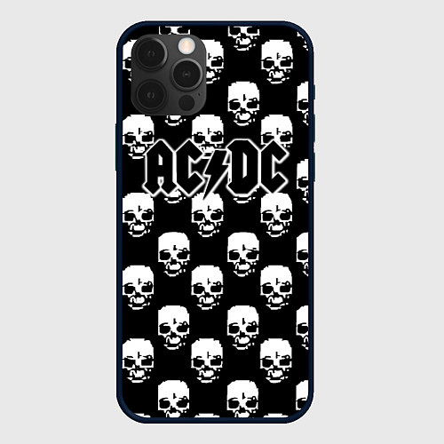 Чехол iPhone 12 Pro Max AC DC rock skull / 3D-Черный – фото 1