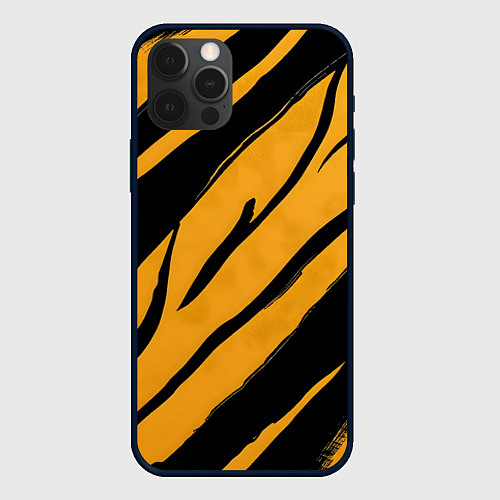 Чехол iPhone 12 Pro Max Тигровый раскрас / 3D-Черный – фото 1