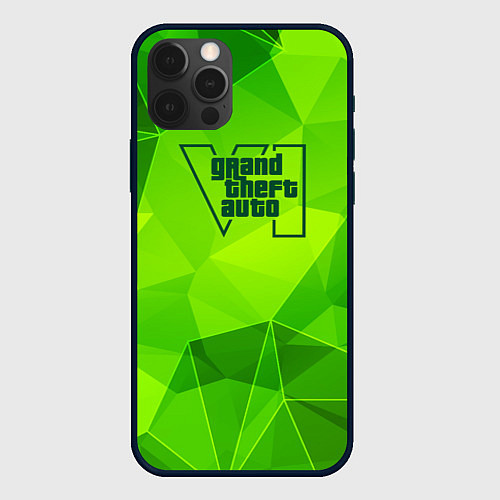 Чехол iPhone 12 Pro Max GTA6 green poly / 3D-Черный – фото 1