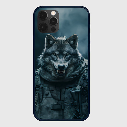 Чехол iPhone 12 Pro Max Солдат волк / 3D-Черный – фото 1