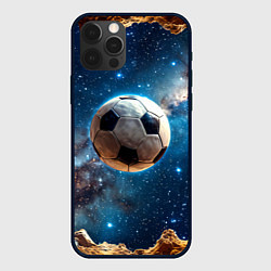Чехол для iPhone 12 Pro Max Футбольный мяч в космосе, цвет: 3D-черный
