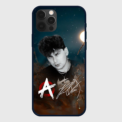 Чехол iPhone 12 Pro Max Юрий Хой на фоне луны / 3D-Черный – фото 1