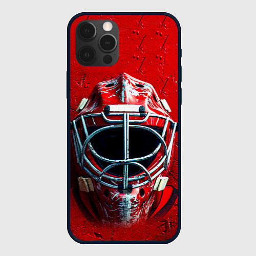 Чехол iPhone 12 Pro Max Маска голкипера на красном / 3D-Черный – фото 1