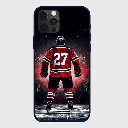 Чехол iPhone 12 Pro Max Хоккеист на черном / 3D-Черный – фото 1
