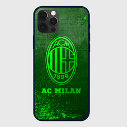 Чехол для iPhone 12 Pro Max AC Milan - green gradient, цвет: 3D-черный