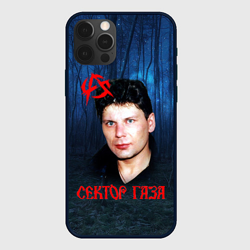 Чехол iPhone 12 Pro Max Юрий Хой синий фон леса / 3D-Черный – фото 1