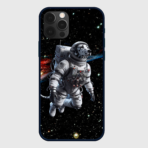 Чехол iPhone 12 Pro Max The dalmatian brave cosmonaut - ai art / 3D-Черный – фото 1