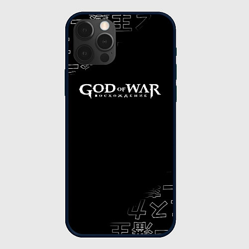 Чехол iPhone 12 Pro Max Бог войны японские символы / 3D-Черный – фото 1