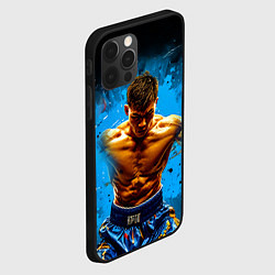 Чехол для iPhone 12 Pro Max Тайский боксер на синем, цвет: 3D-черный — фото 2