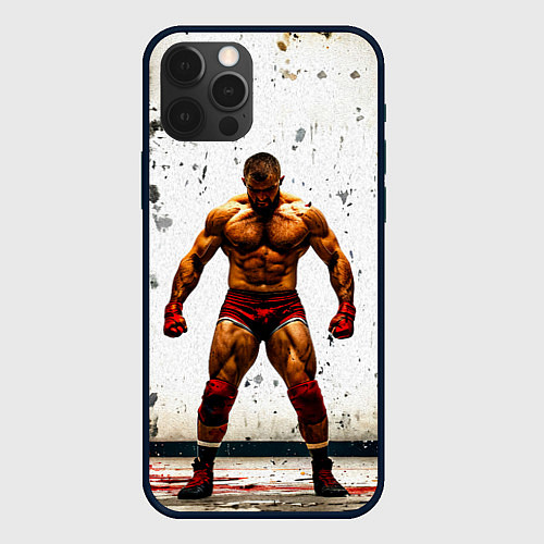 Чехол iPhone 12 Pro Max Реслер на белом / 3D-Черный – фото 1