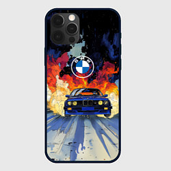 Чехол iPhone 12 Pro Max Синяя БМВ за огнем