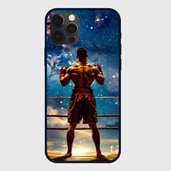 Чехол для iPhone 12 Pro Max Тайский боксер в космосе, цвет: 3D-черный