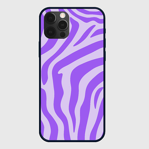 Чехол iPhone 12 Pro Max Лавандовый тигровый паттерн / 3D-Черный – фото 1