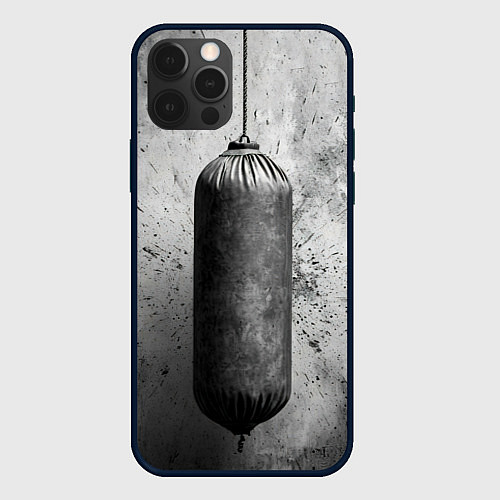 Чехол iPhone 12 Pro Max Серая боксерская груша / 3D-Черный – фото 1