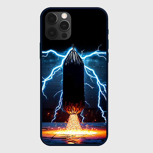 Чехол iPhone 12 Pro Max Боксерская груша и молния / 3D-Черный – фото 1