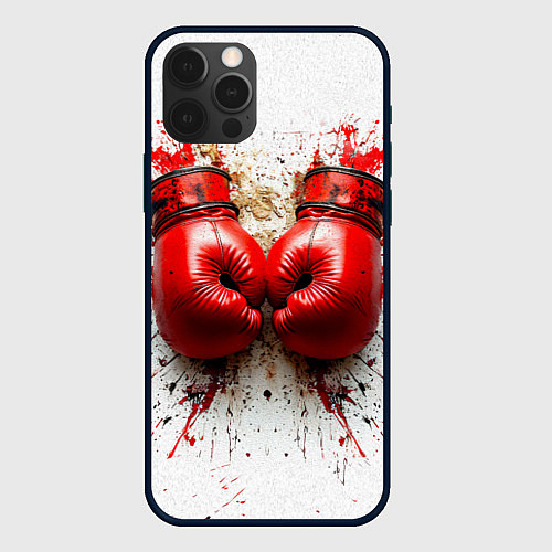 Чехол iPhone 12 Pro Max Красные бойцовские перчатки на белом / 3D-Черный – фото 1