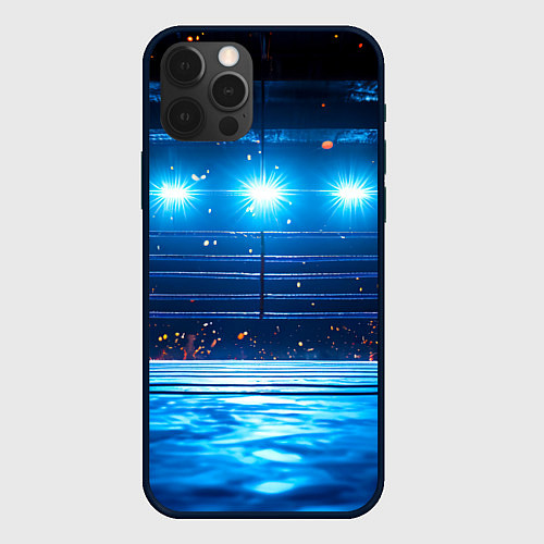 Чехол iPhone 12 Pro Max Синий ринг в огне / 3D-Черный – фото 1