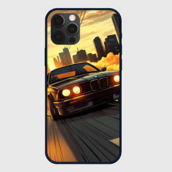 Чехол iPhone 12 Pro Max БМВ на фоне заката