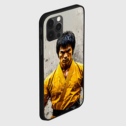 Чехол для iPhone 12 Pro Max Брюс Ли на сером, цвет: 3D-черный — фото 2