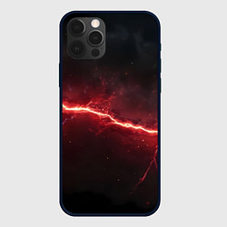 Чехол для iPhone 12 Pro Max Красная линия - молния, цвет: 3D-черный