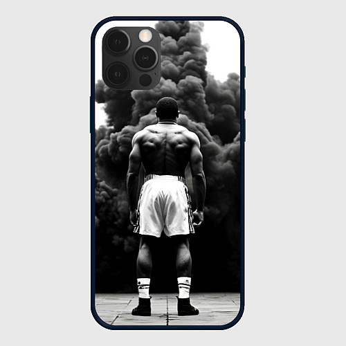 Чехол iPhone 12 Pro Max Мухаммед Али в черном дыму / 3D-Черный – фото 1