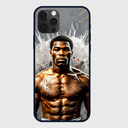 Чехол для iPhone 12 Pro Max Мухаммед Али на сером, цвет: 3D-черный