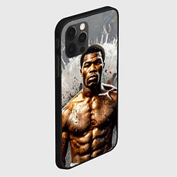 Чехол для iPhone 12 Pro Max Мухаммед Али на сером, цвет: 3D-черный — фото 2