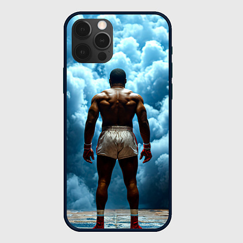 Чехол iPhone 12 Pro Max Мухаммед Али в синем дыму / 3D-Черный – фото 1