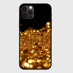 Чехол iPhone 12 Pro Max Золотые частички на черном текстура