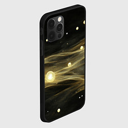Чехол для iPhone 12 Pro Max Золотистый свет на черной текстуре, цвет: 3D-черный — фото 2
