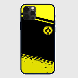 Чехол для iPhone 12 Pro Max Borussia жёлтые полосы, цвет: 3D-черный
