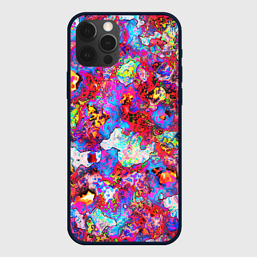 Чехол iPhone 12 Pro Max Пиксельные краски текстура / 3D-Черный – фото 1