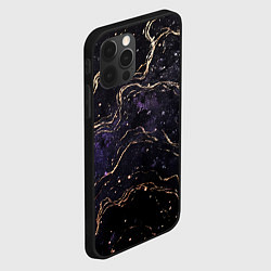 Чехол для iPhone 12 Pro Max Черная текстура с желтой абстракцией, цвет: 3D-черный — фото 2