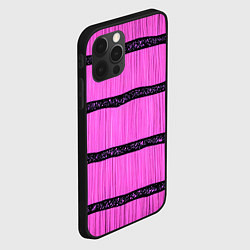 Чехол для iPhone 12 Pro Max Розовые полосы текстура, цвет: 3D-черный — фото 2