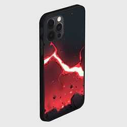 Чехол для iPhone 12 Pro Max Красная молния на черной текстуре, цвет: 3D-черный — фото 2