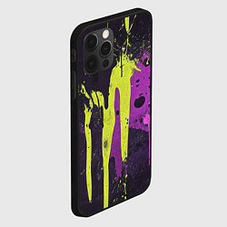 Чехол для iPhone 12 Pro Max Желтая и фиолетовая краска на черном, цвет: 3D-черный — фото 2