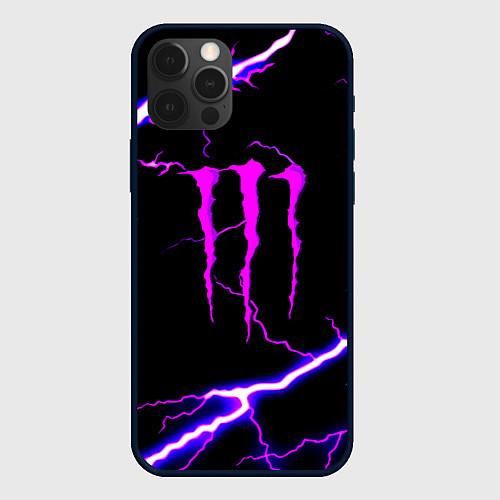 Чехол iPhone 12 Pro Max Monster energy neon storm / 3D-Черный – фото 1