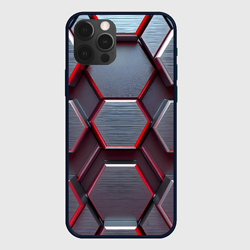 Чехол iPhone 12 Pro Max Бордовый бронежилет / 3D-Черный – фото 1