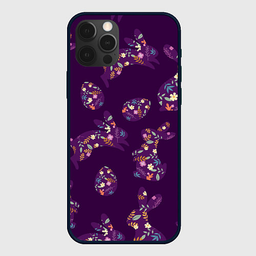 Чехол iPhone 12 Pro Max Кролики и яйца / 3D-Черный – фото 1