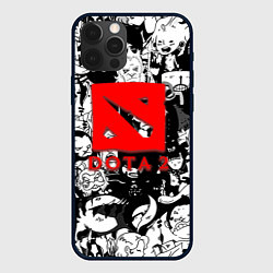 Чехол для iPhone 12 Pro Max Dota черно белые персонажи, цвет: 3D-черный