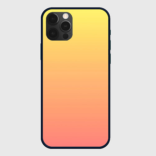 Чехол iPhone 12 Pro Max Градиент нежный жёлто-розовый / 3D-Черный – фото 1