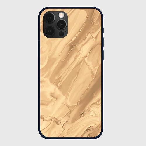 Чехол iPhone 12 Pro Max Бежевая текстура каменная мрамор / 3D-Черный – фото 1