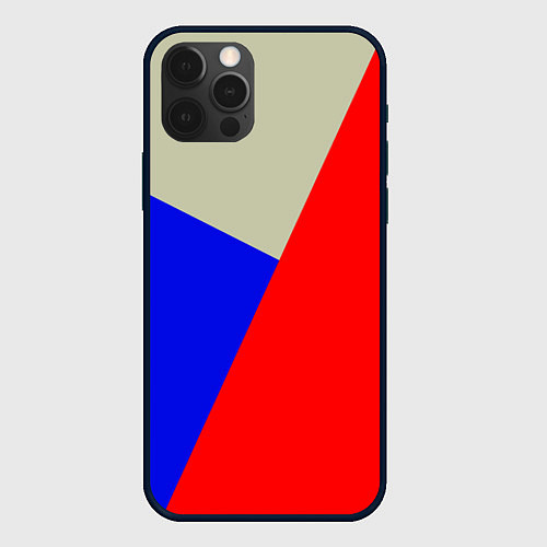 Чехол iPhone 12 Pro Max Серо-сине-красный трёхцветный / 3D-Черный – фото 1