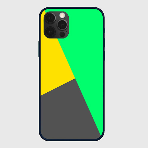Чехол iPhone 12 Pro Max Жёлто-серо-зелёный трёхцветный / 3D-Черный – фото 1