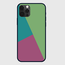 Чехол для iPhone 12 Pro Max Сине-зелёно-розовый тёмный трёхцветный, цвет: 3D-черный